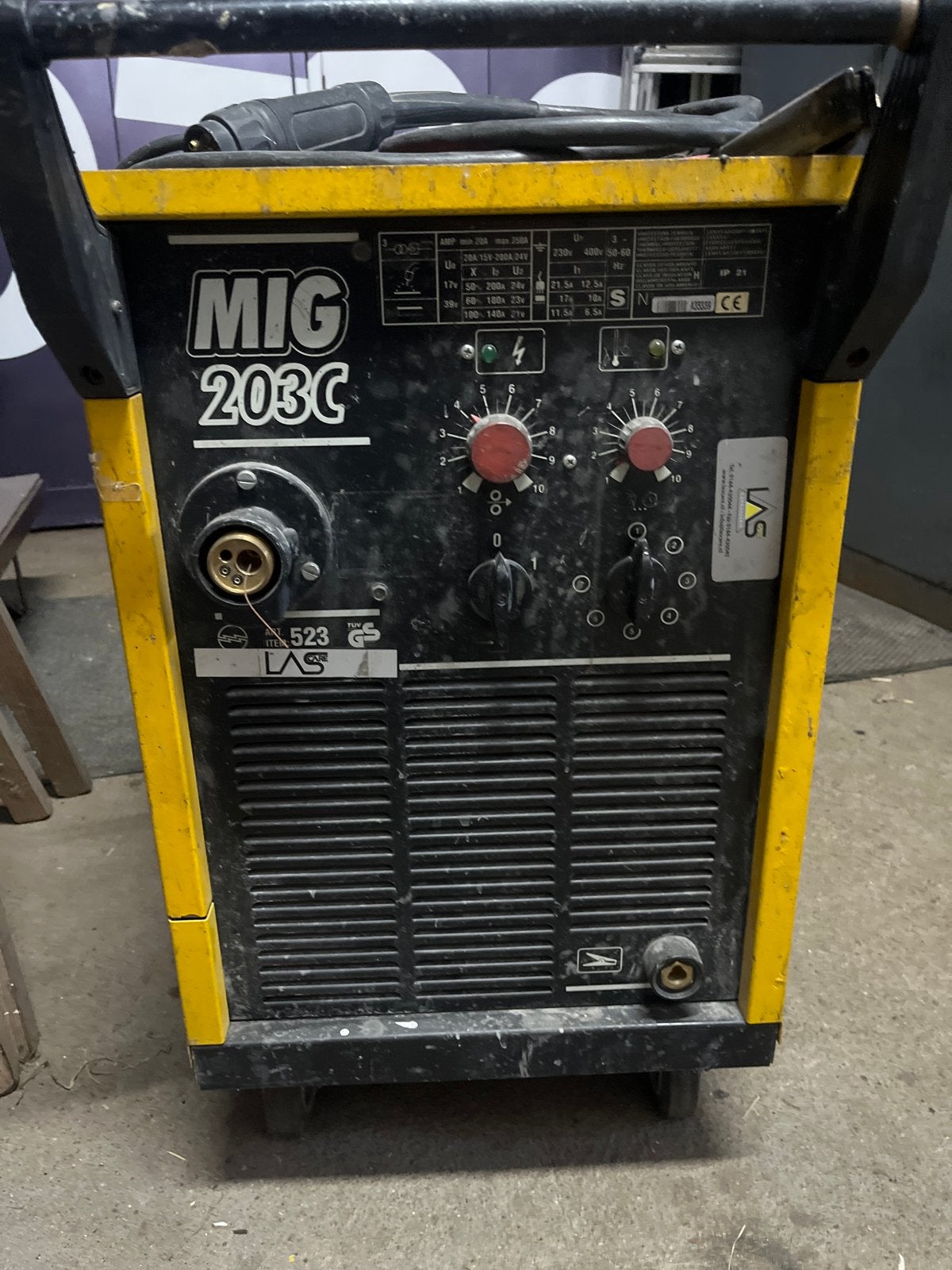 LAS MIG 203C Lasapparaat - Gebruikt maar functioneel, Ophalen, Gebruikt, 150 tot 250 ampère, Co2