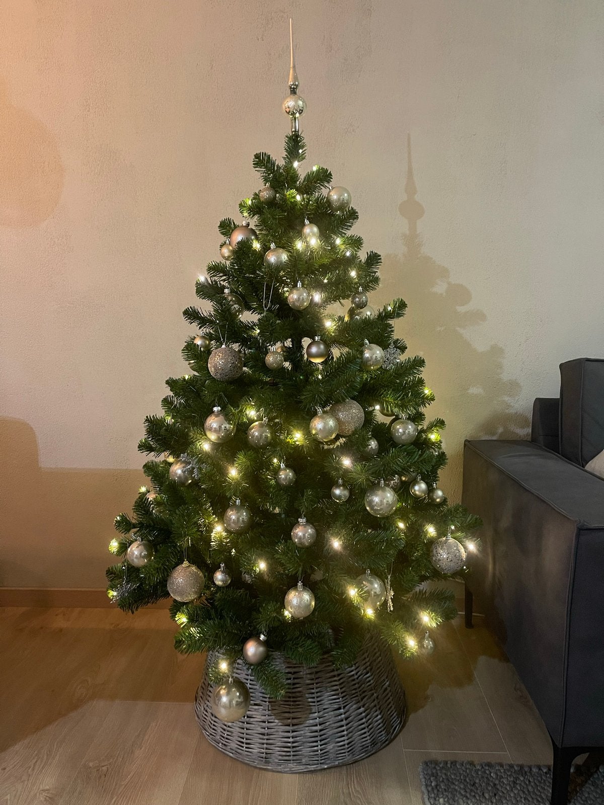 Kerstboom- Kunstboom - met lampjes 155cm, Ophalen, Zo goed als nieuw