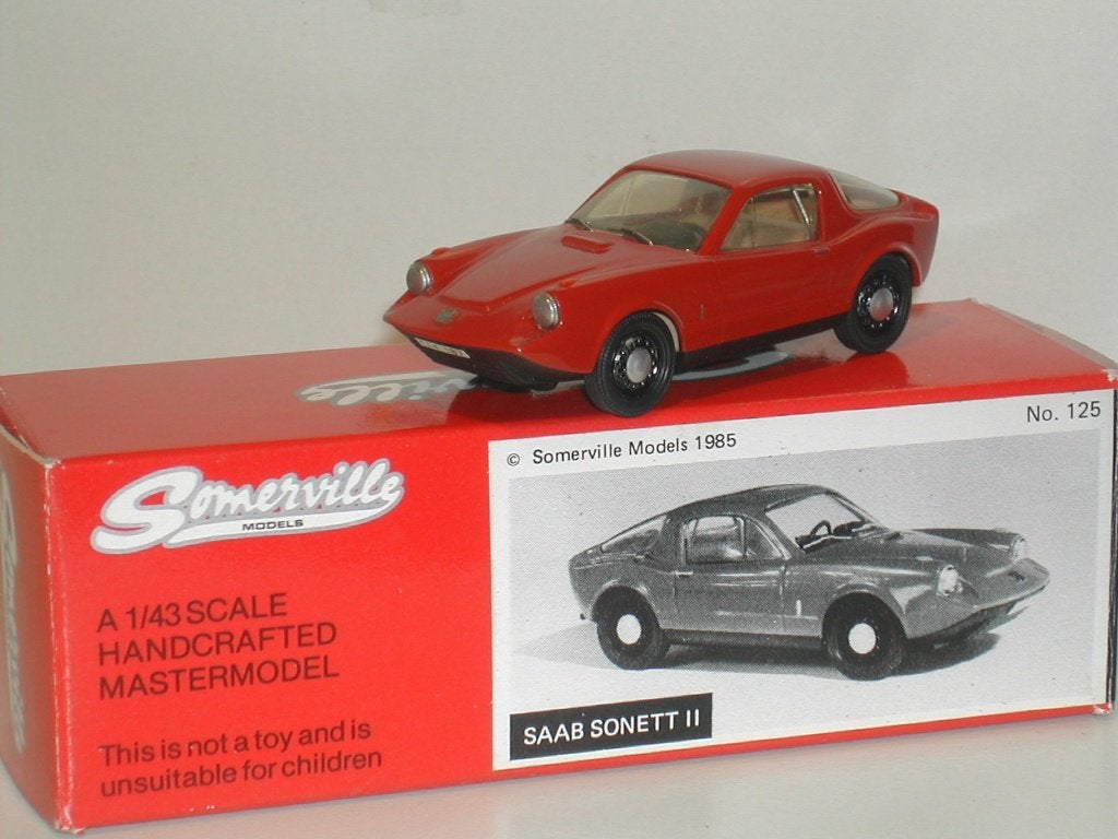 Prachtige rode . Saab . Sonett 2. Somerville # 125 mib 1:43., Hobby en Vrije tijd, Ophalen of Verzenden, Nieuw, Auto, Overige merken