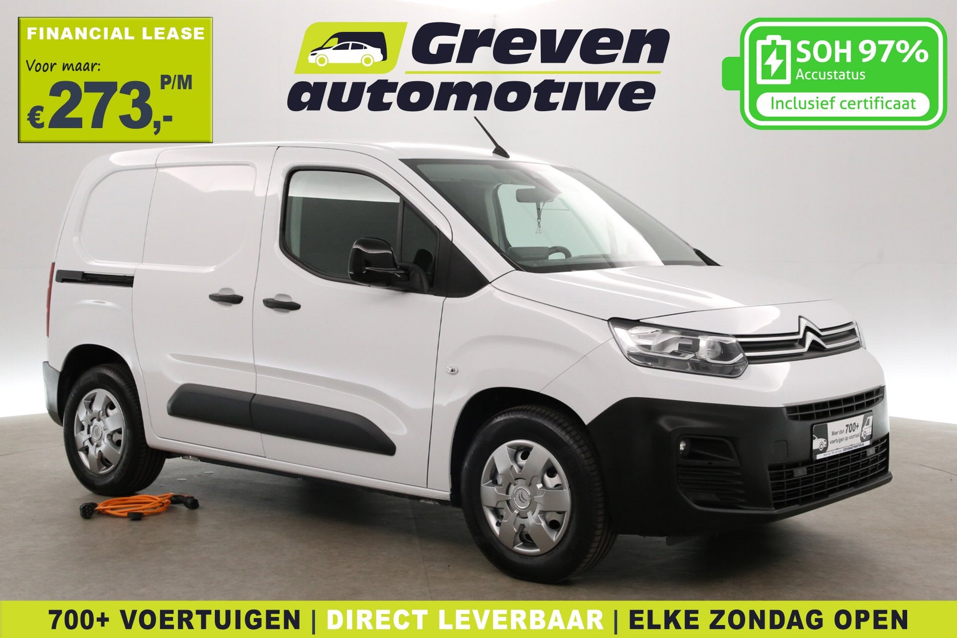 Citroën E-Berlingo 50 kWh 136PK | Snelladen | SOH 97% | Air, Gebruikt, 4 cilinders, Citroën, Wit