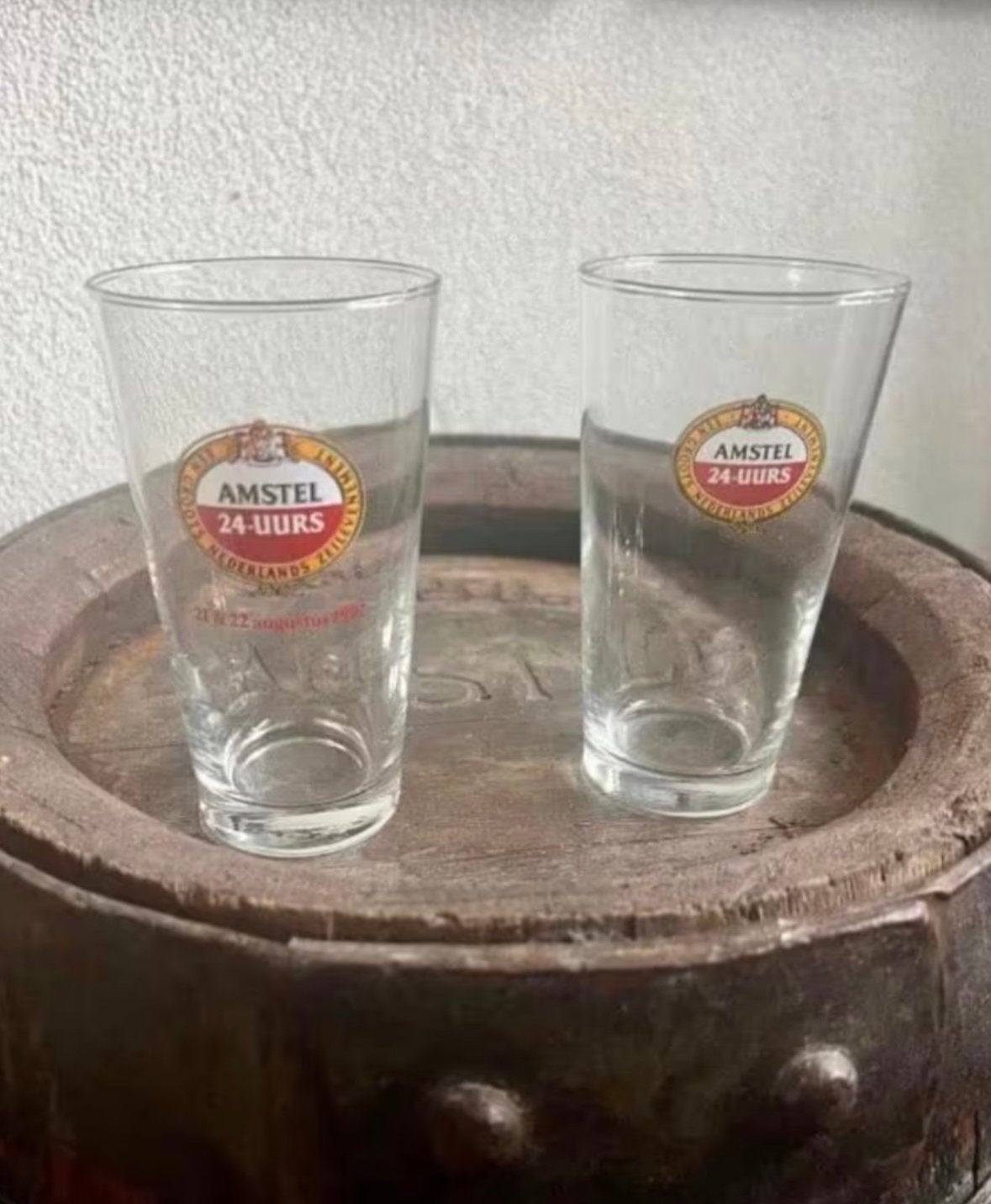2 Amstel Bier Glazen - 24-uurs Zeilevenement, Verzamelen, Ophalen of Verzenden, Nieuw, Glas of Glazen, Amstel