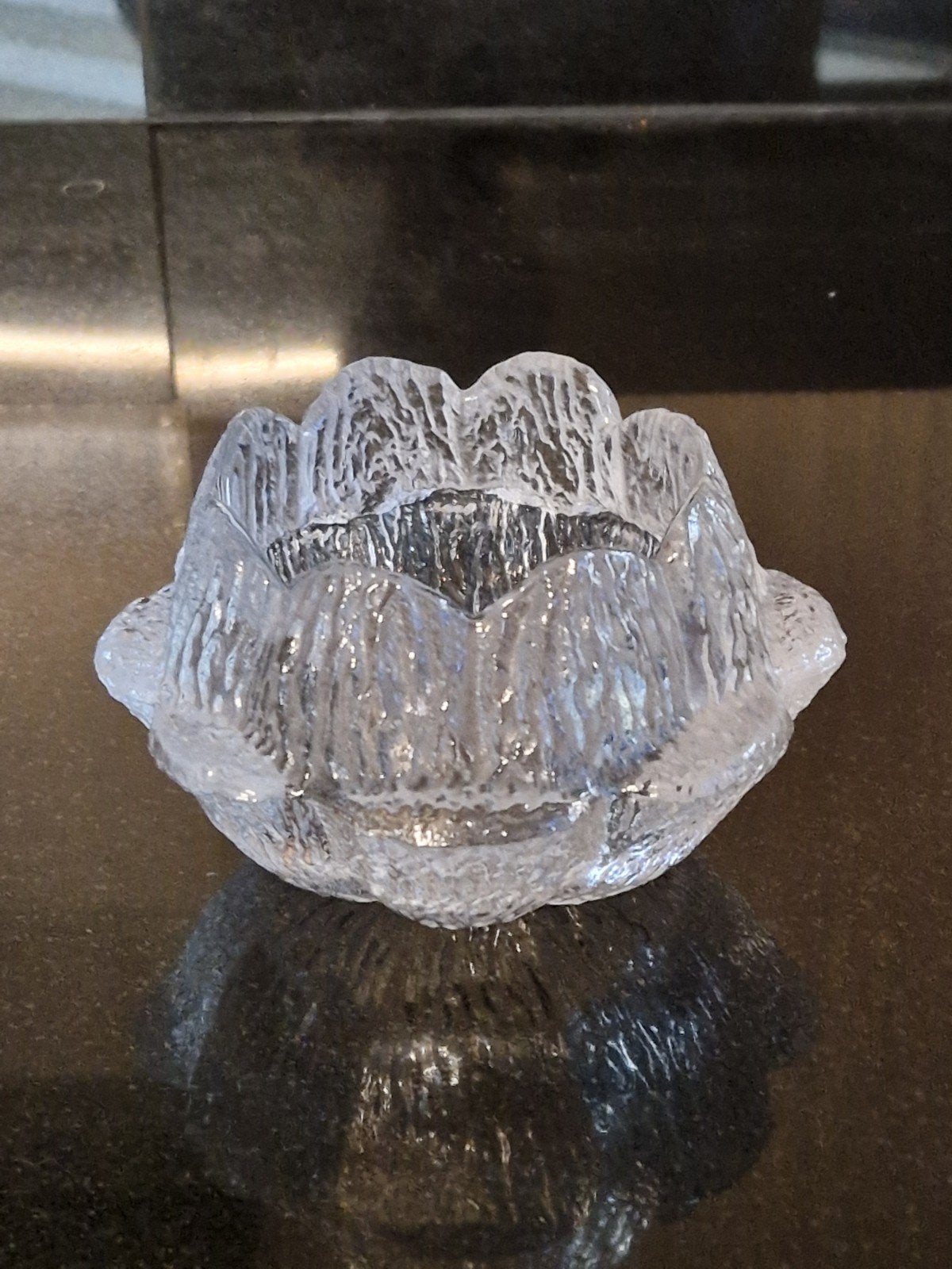 Vintage Holmegaard Waxinelichthouder"Waterlelie"Sidse Werner, Ophalen of Verzenden, 7 cm, Kandelaar, Glas