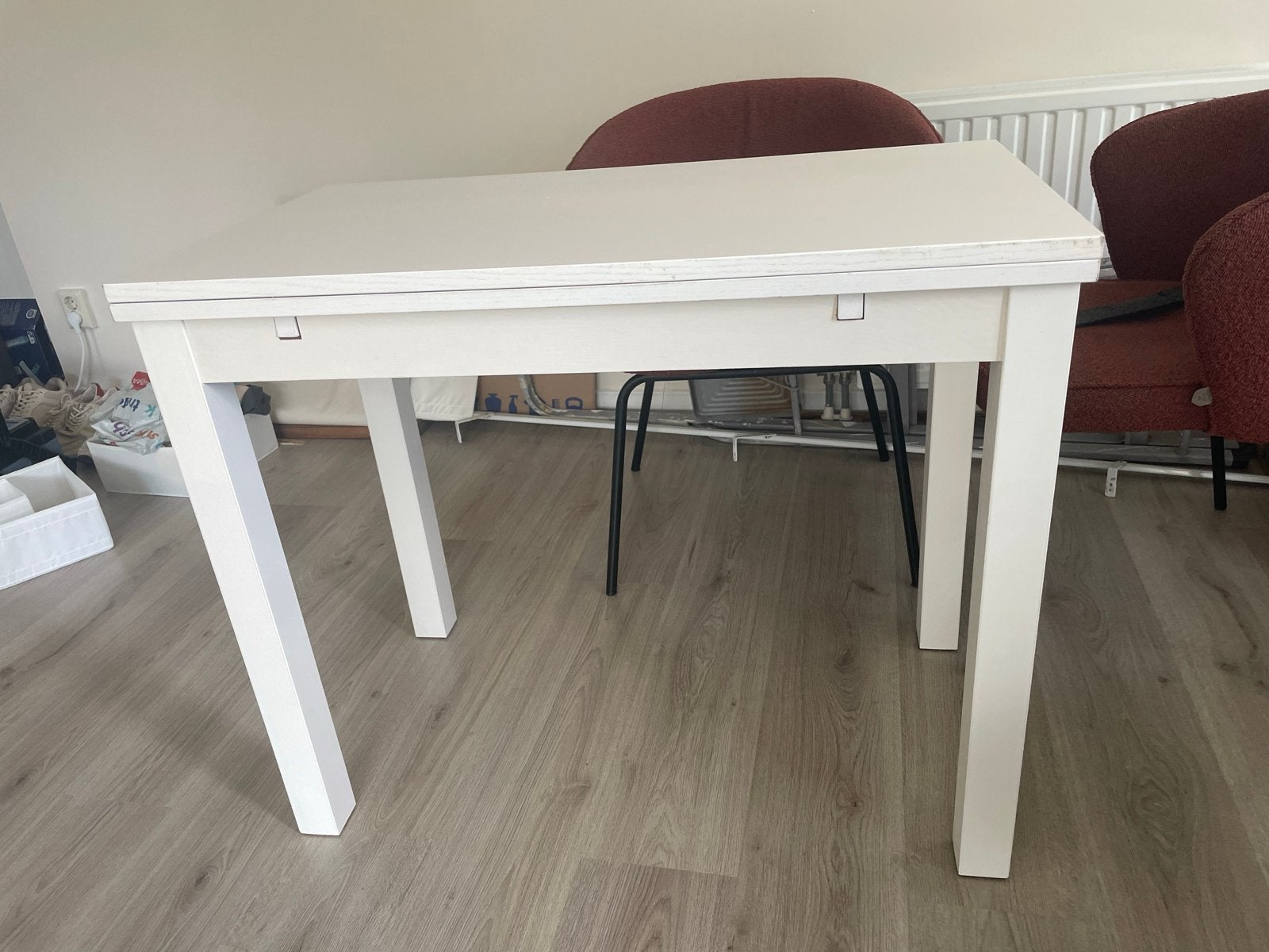 Witte eettafel uitschuifbaar IKEA (90x90 of 50x90), Huis en Inrichting, Ophalen, Overige materialen, Gebruikt, 50 tot 100 cm