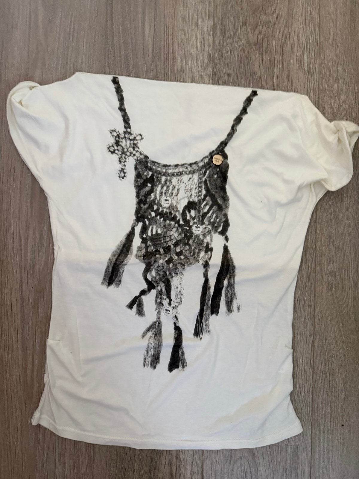 Sweewe Paris T-shirt met kettingprint M/L, Kleding | Dames, Maat 38/40 (M), Wit, Nieuw, Ophalen of Verzenden