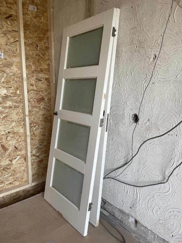 2 CanDo Machester binnendeuren met facet glas en deurbeslag, Ophalen, Gebruikt, Minder dan 80 cm, Binnendeur