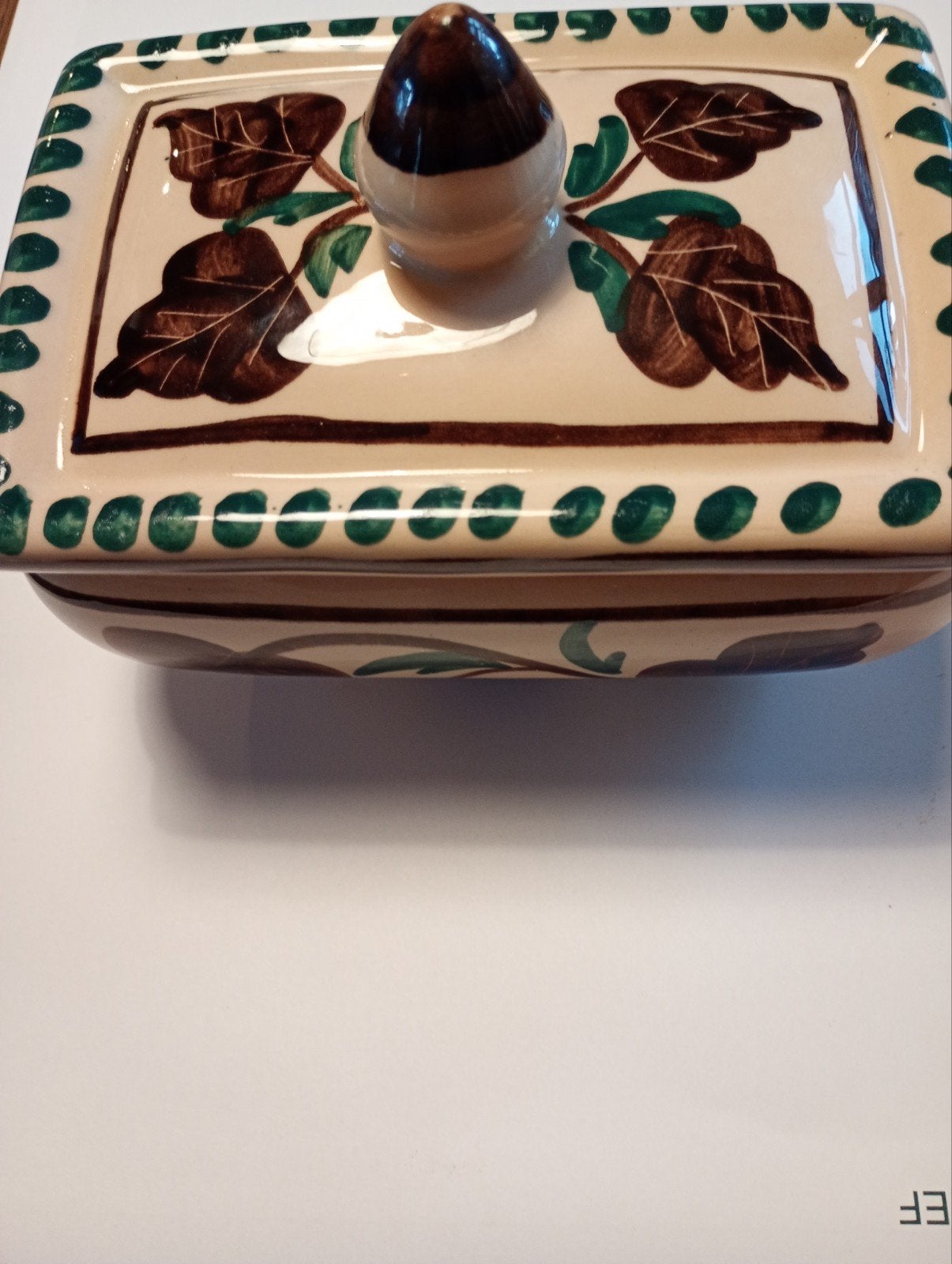 Vintage Aardewerk Boterbakje met Bladmotief, Ophalen of Verzenden