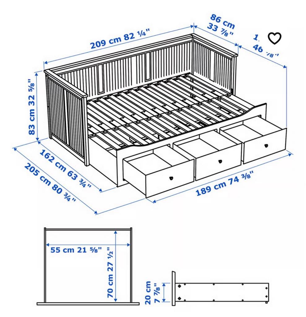 Hemmes bedbank, Huis en Inrichting, Slaapkamer | Slaapbanken, Ophalen, Gebruikt, Wit, Tweepersoons