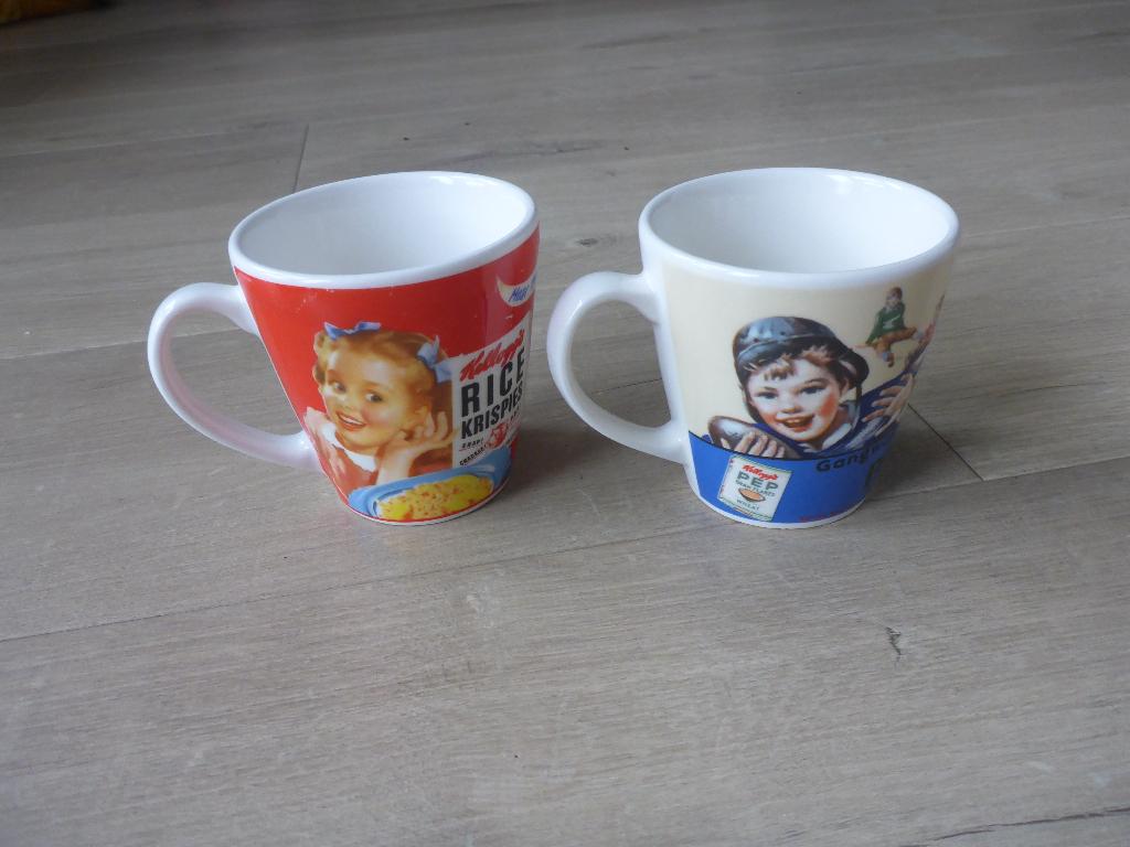 2 bekers vintage kellogg's, Overige typen, Ophalen of Verzenden, Zo goed als nieuw, Overige stijlen