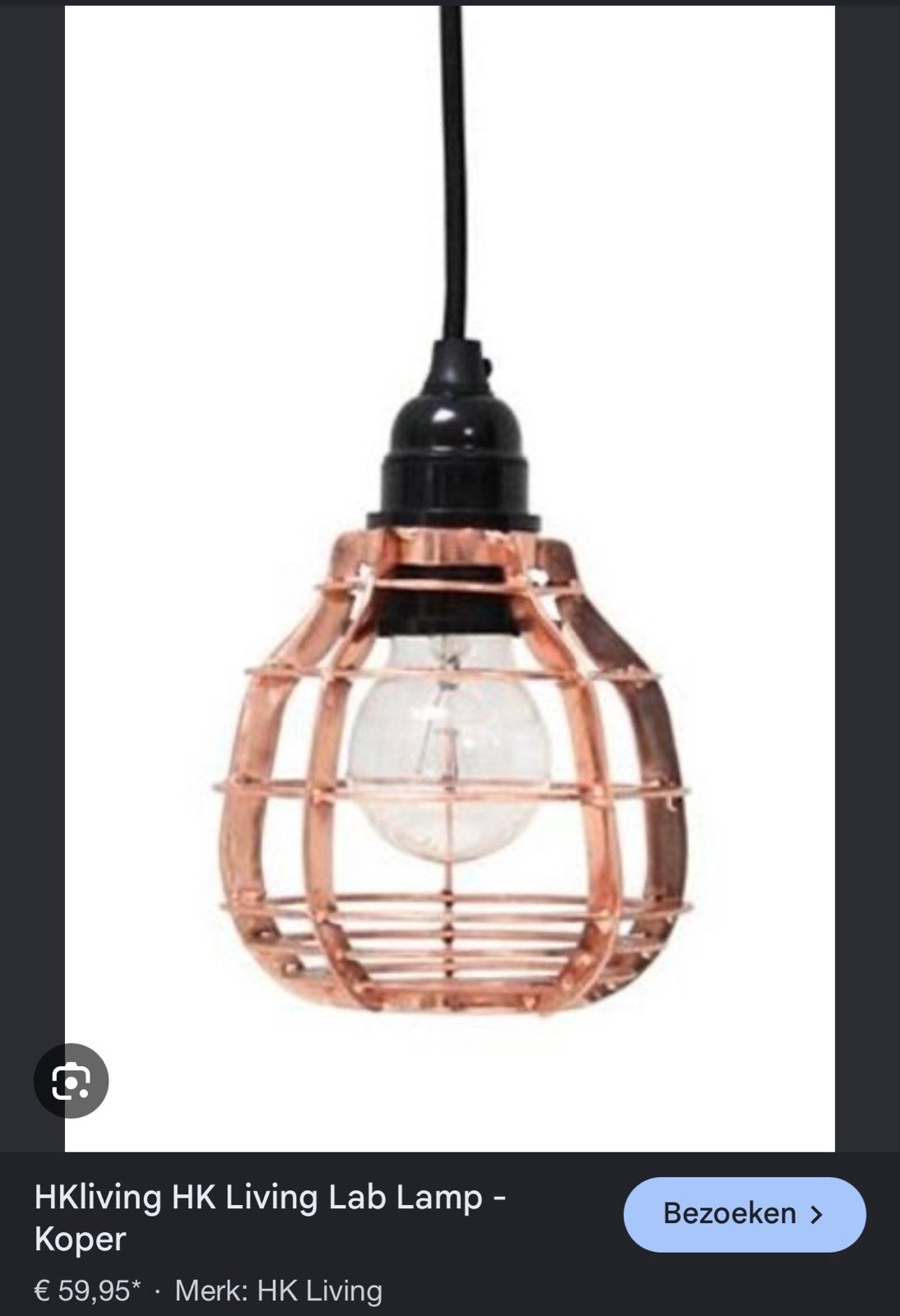 HK Living Lab Lamp Koper - Industriële Hanglamp, Ophalen, Nieuw, Metaal, E27 (groot)