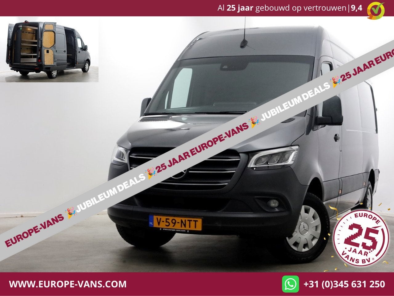 Mercedes-Benz Sprinter 319 CDI 3.0 V6 190pk E6 L2H2 7G Autom, Auto's, Automaat, Achterwielaandrijving, Gebruikt, Euro 6
