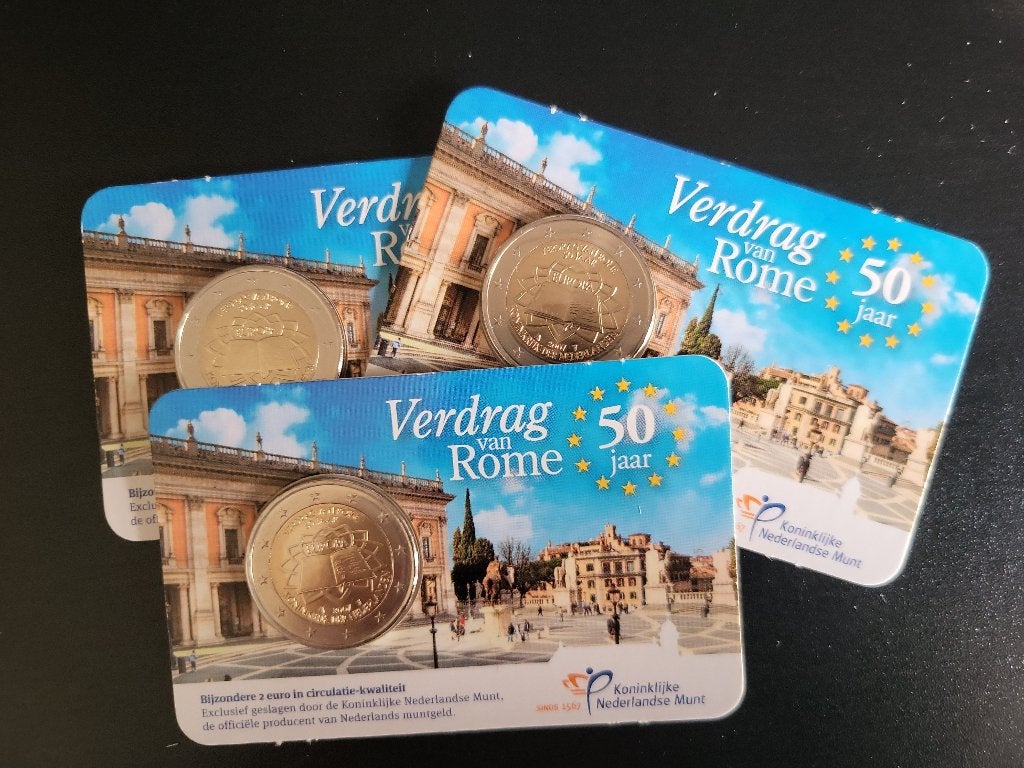 BU Coincard KNM 2 euro Nederland 2007 'Verdrag van Rome' CC, Ophalen of Verzenden, Overige landen, 2 euro