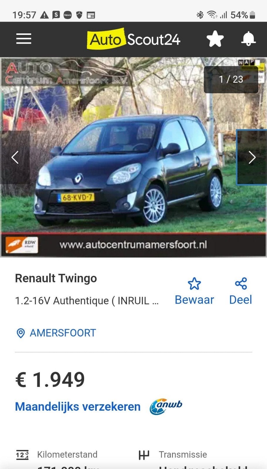 Renault Twingo 1.2 16V 2010 Zwart, Auto's, 839 kg, Twingo, 4 cilinders, 4 stoelen