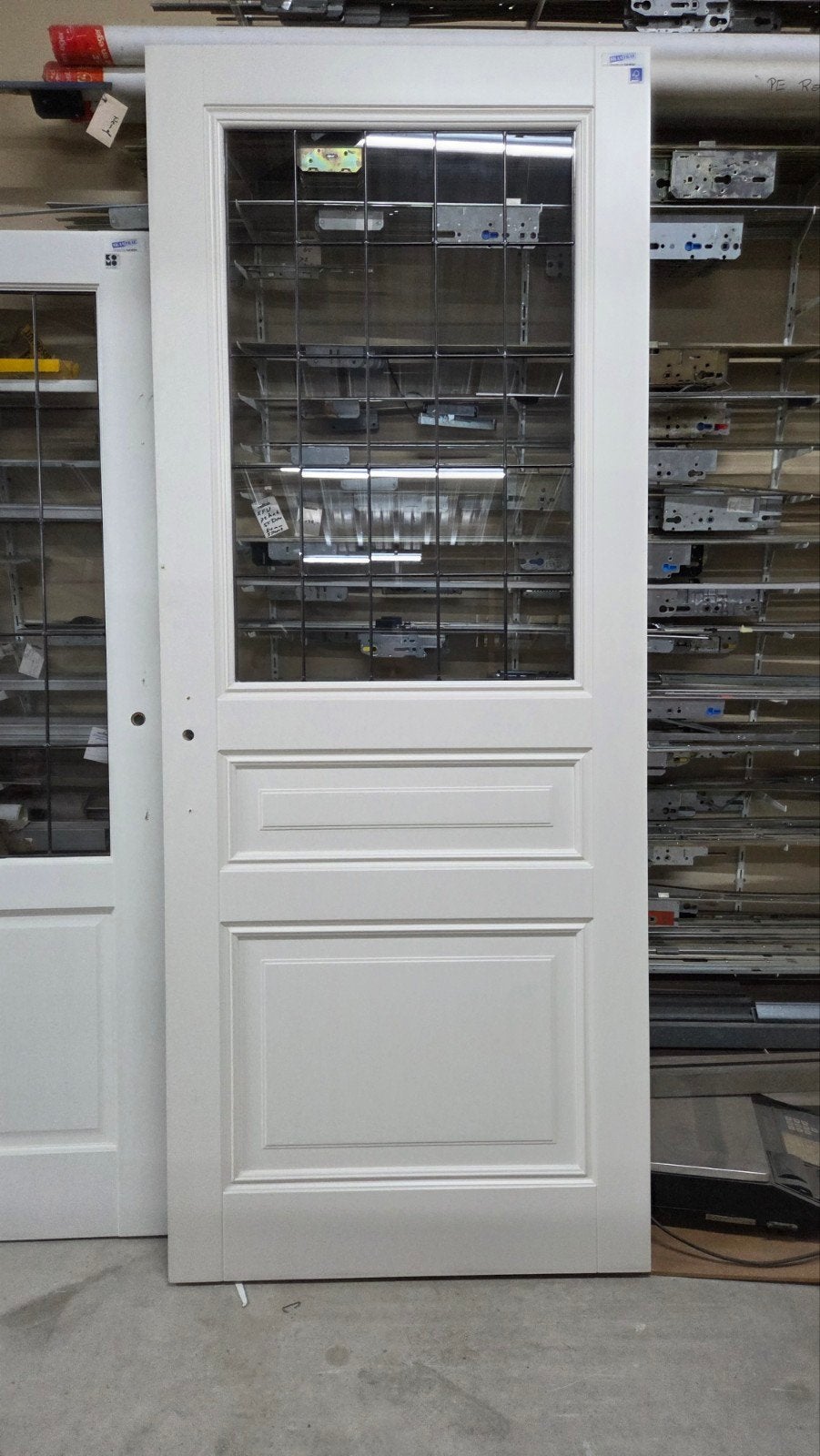Witte binnendeur met glas en panelen, Doe-het-zelf en Verbouw, Deuren en Horren, Gebruikt, 80 tot 100 cm, Binnendeur, Ophalen of Verzenden