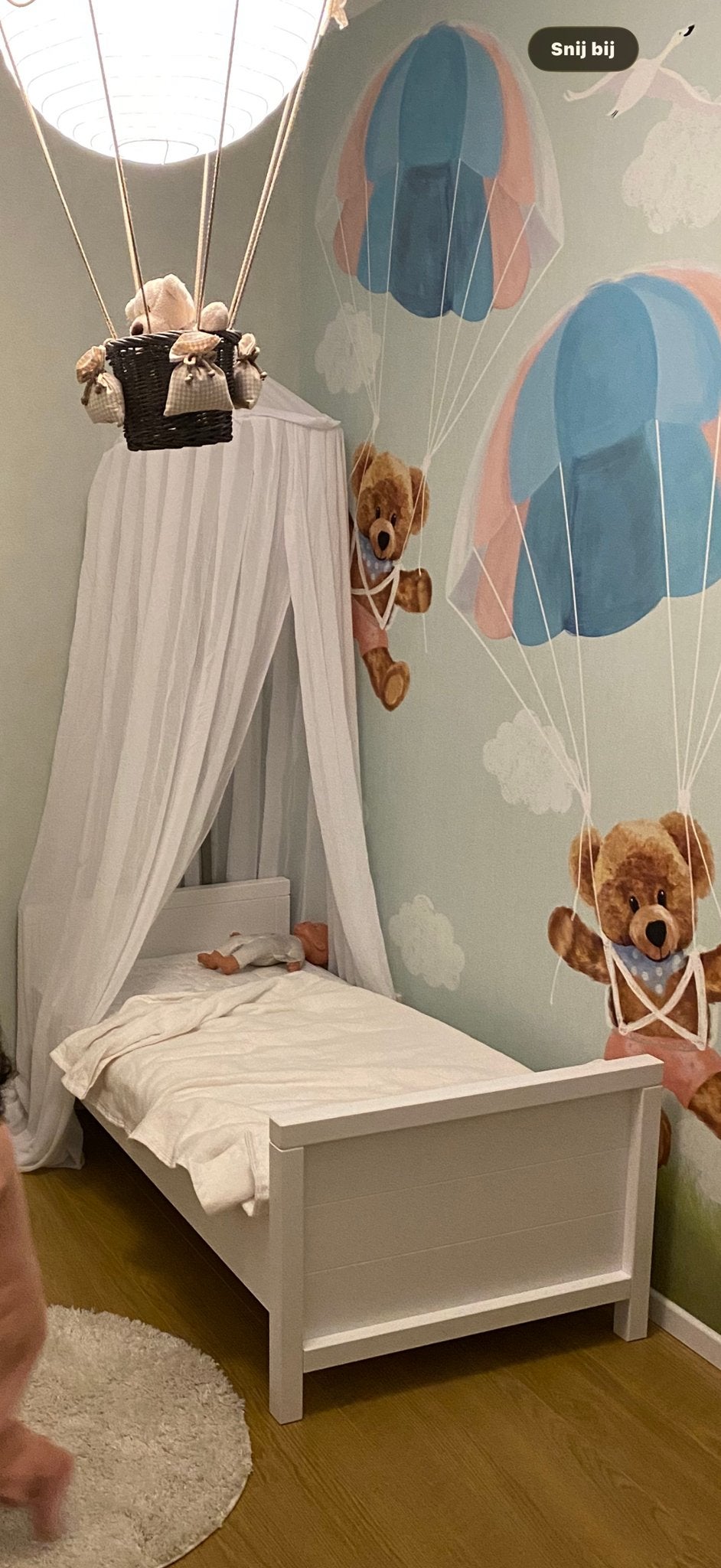 Wit kinderbed, Ophalen, Gebruikt, 70 tot 85 cm, Matras