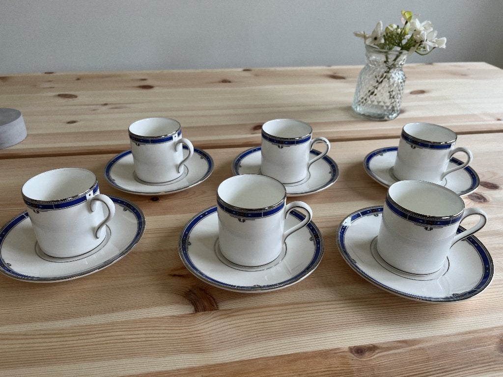Set van 6 Wedgwood Espresso kopjes – Kingsbridge Bone China, Klassiek, Ophalen of Verzenden, Zo goed als nieuw, Kop(pen) en/of Schotel(s)