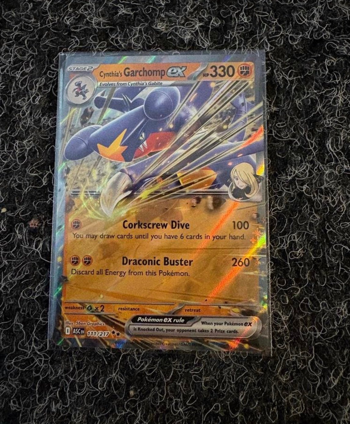 Cynthia's Garchomp EX Pokémon Kaart 111/217, Ophalen, Zo goed als nieuw, Losse kaart, Foil