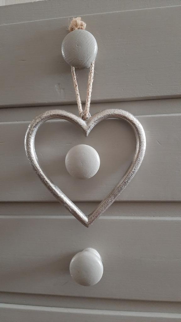 Mooi zilverkleurige deurhanger hanger hart decoratie., Ophalen of Verzenden, Zo goed als nieuw, Zilver