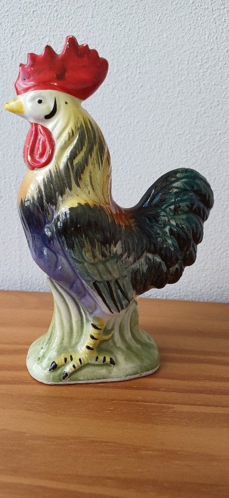 Prachtige gekleurde antieke stenen haan!, Ophalen of Verzenden