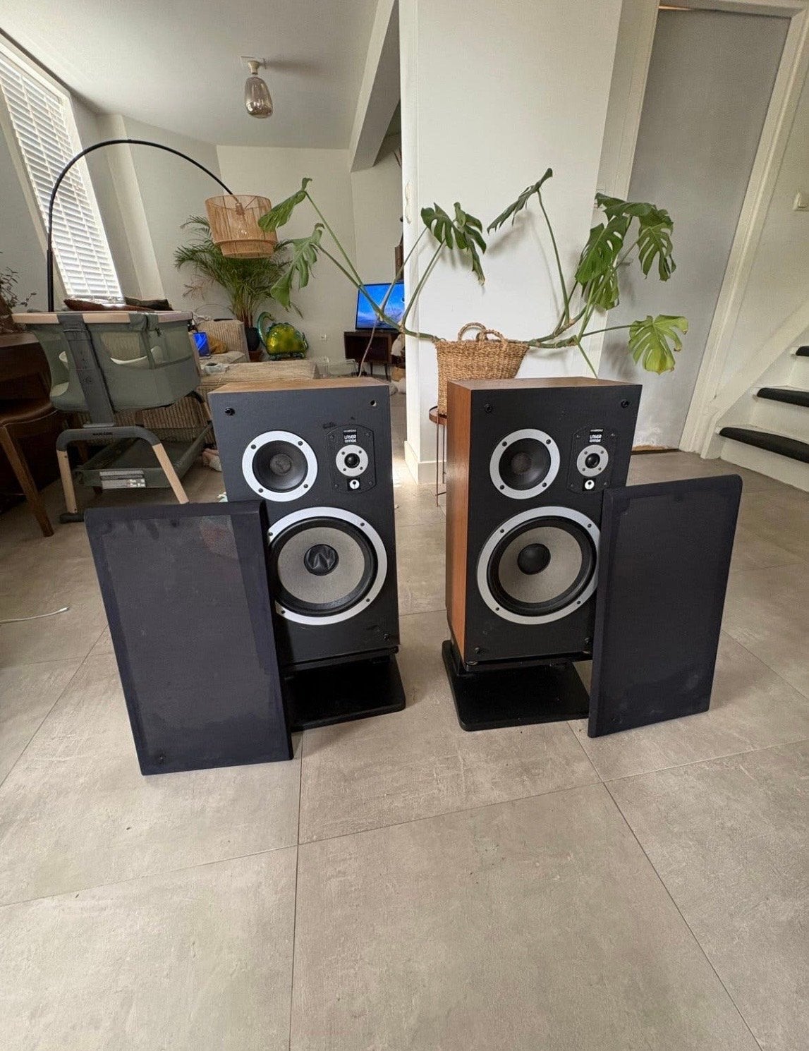 Wharfedale Laser 100 Speakerset - Vintage Geluid, Ophalen, Gebruikt, Inclusief standaarden, Speakerset