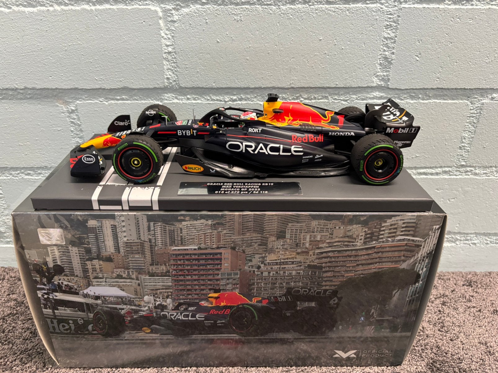 Max verstappen RB19 winner monaco 2023 1:18 model, Ophalen of Verzenden, Zo goed als nieuw, Formule 1