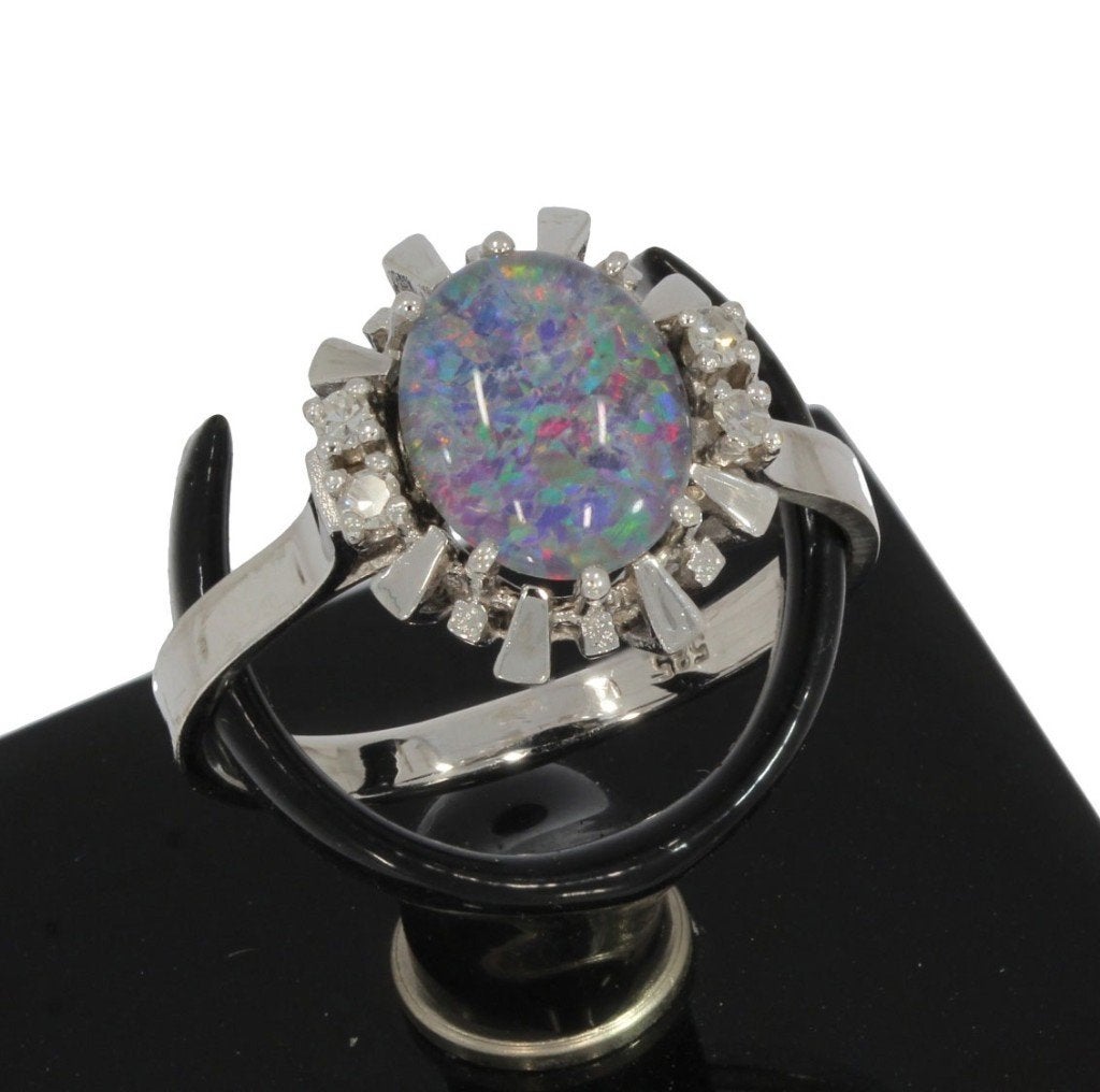 Diamanten opaal luxe 14k gouden dames ring briljant luxe, Voordeelsieraden, 19 tot 20, Ophalen of Verzenden, Zo goed als nieuw