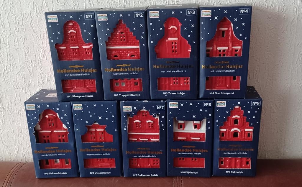 Hollandsche huisjes postcodeloterij kerst set 1 tm 9, Ophalen, Nieuw