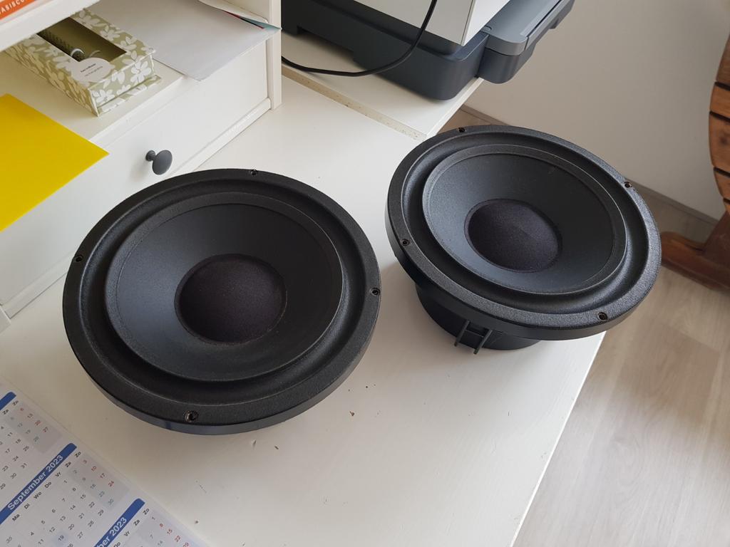 2 Cabasse woofers (zie tekst), Niet werkend, 120 watt of meer, Front, Rear of Stereo speakers, Ophalen