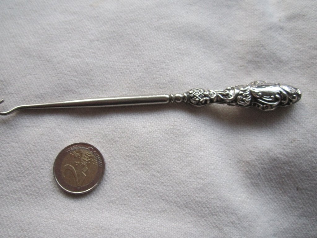 43.  Oude Engelse button hook, zilver, volledig gemerkt., Ophalen, Gebruikt