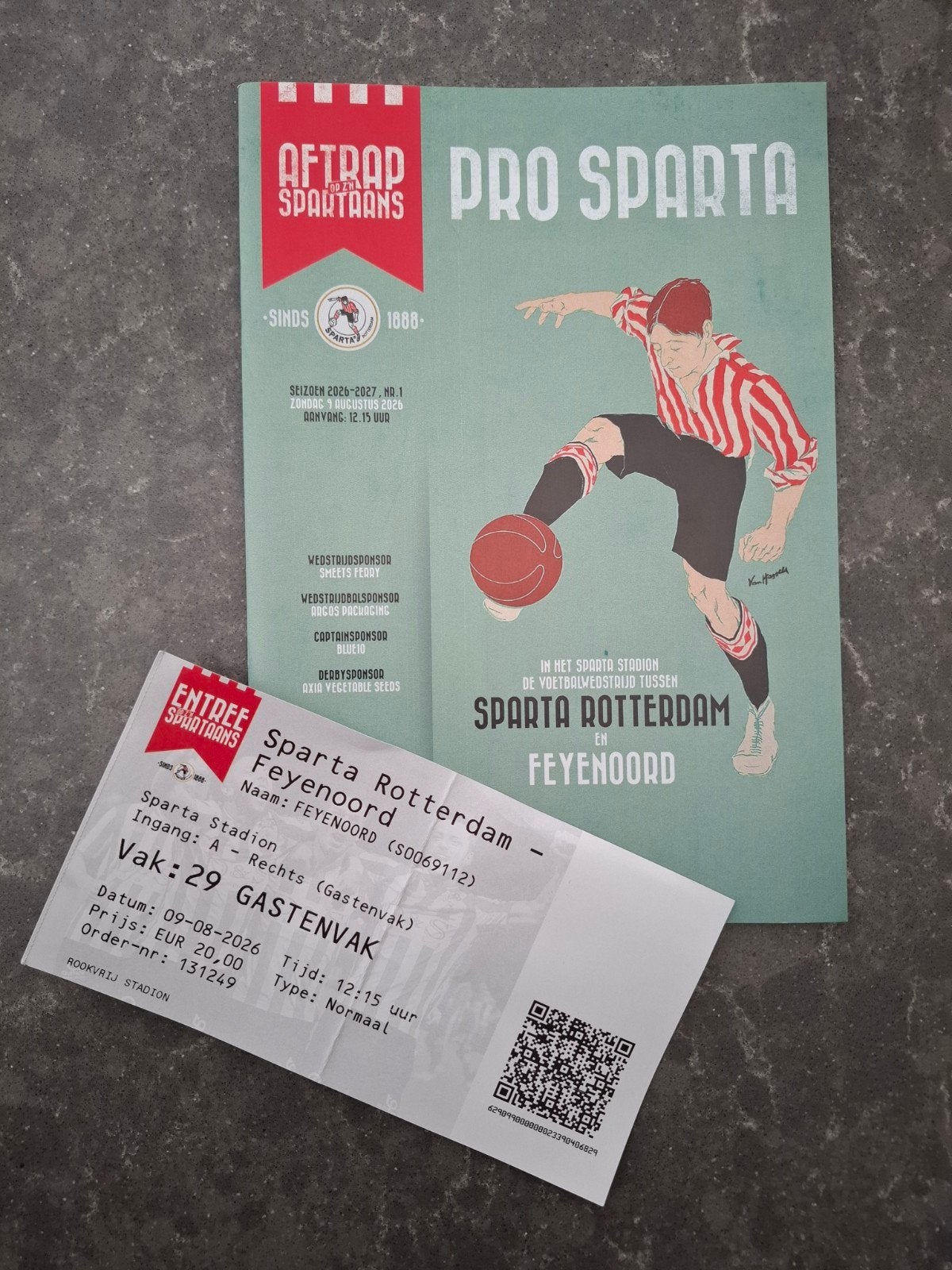 Programmaboekje + ticket Sparta - Feyenoord 09.08.2026, Ophalen of Verzenden, Nieuw