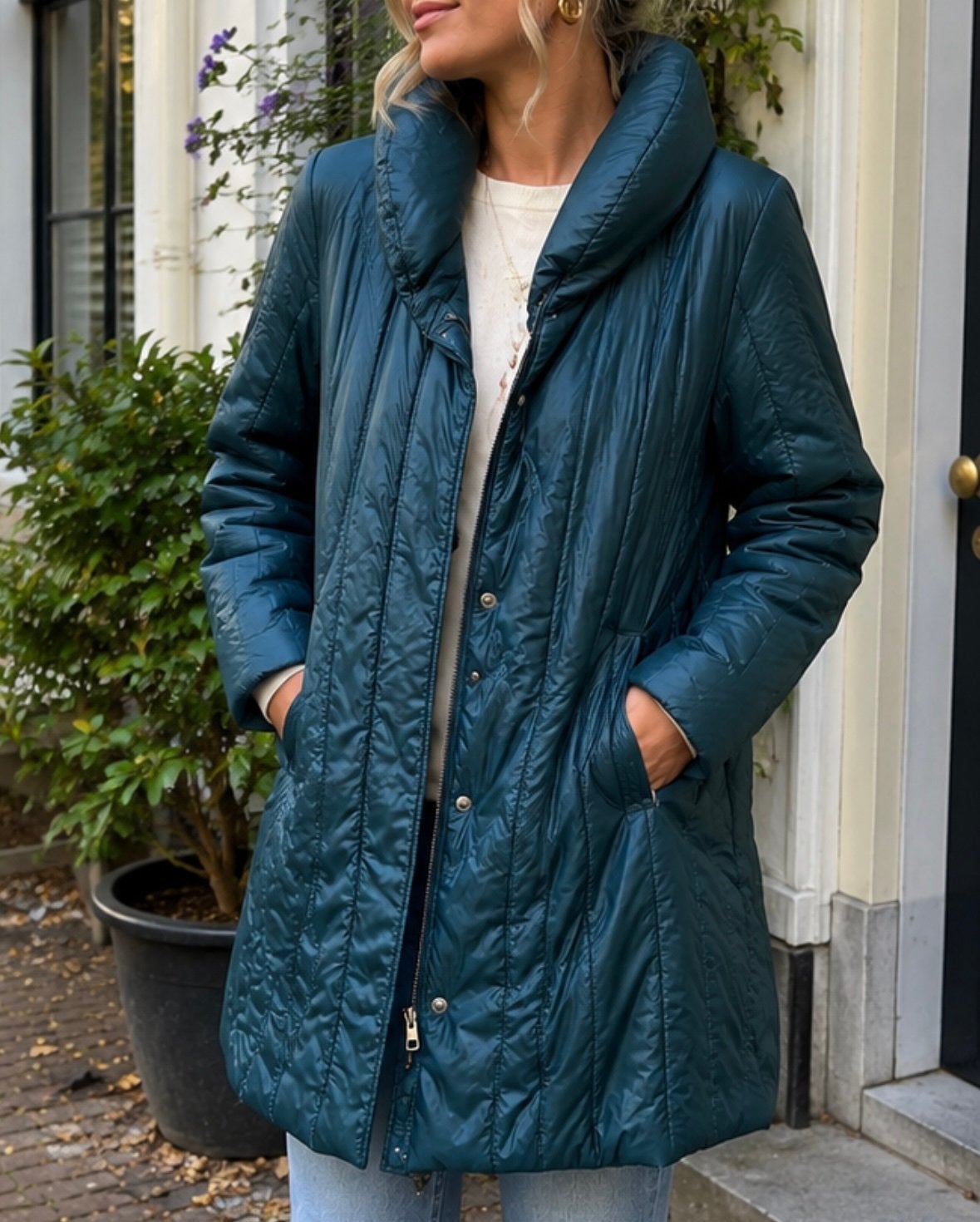 Gerry Weber gewatteerde jas, Kleding | Dames, Jassen | Winter, Ophalen of Verzenden, Gedragen, Maat 42/44 (L), Groen