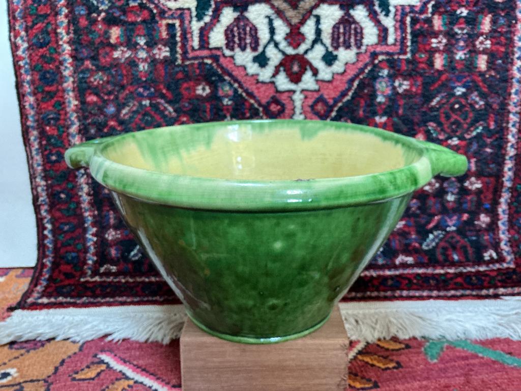 Groen keramiek uit ongv. 1880 Gouda geitenteiltje , waskom., Ophalen of Verzenden