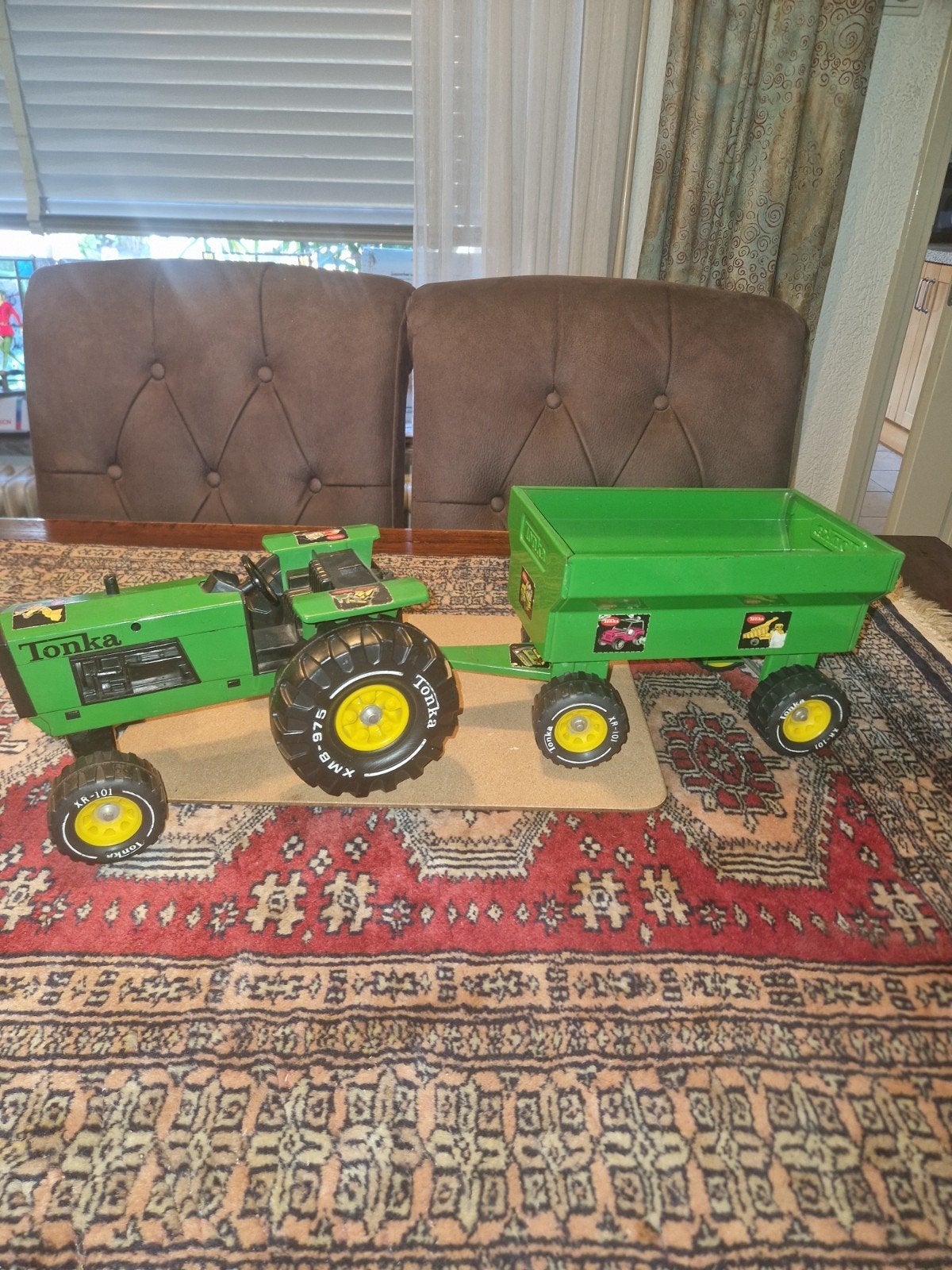 ZEER MOOIE TONKA TRACTOR MET AANHANGER VINTAGE SPEELGOED, Ophalen of Verzenden