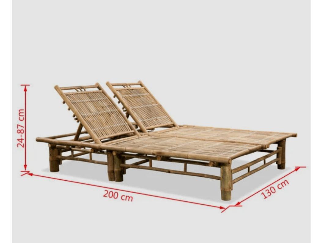 vidaXL Ligbed tweepersoons bamboe, Tuin en Terras, Ligbedden, Ophalen, Nieuw, Hout, Verstelbaar
