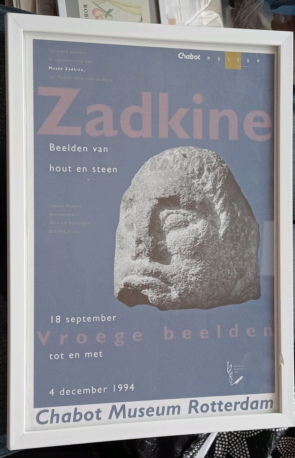 Ossip Zadkine advertentie affiche Chabot Museum, Ophalen of Verzenden