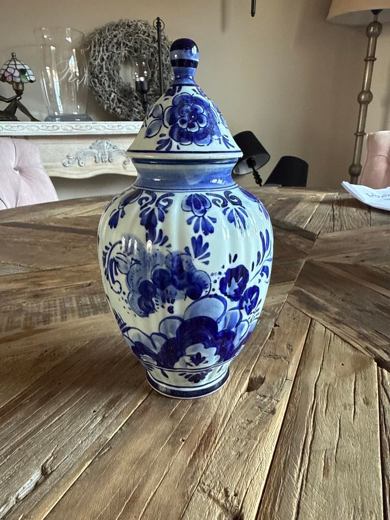 Delfts Blauw gemberpot met deksel, Antiek en Kunst, Ophalen