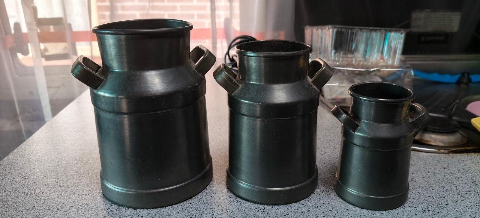 Set van 3 vintage tinnen melkbussen - 92% tin, Antiek en Kunst, Ophalen