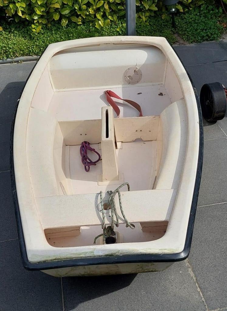 Nette Optimist zeilboot met zgan Optiparts strandtrailer, Ophalen, Gebruikt