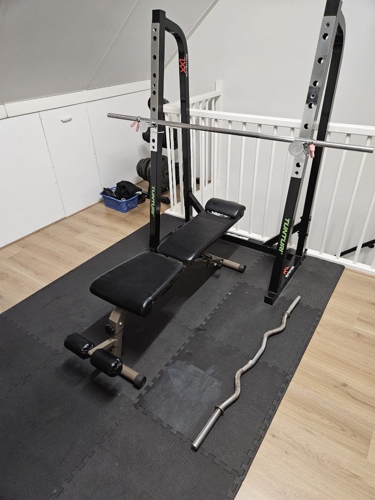 Complete thuis gym - 179KG gewichten, Sport en Fitness, Fitnessmaterialen, Ophalen, Zo goed als nieuw, Benen