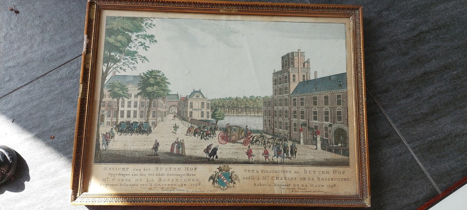 Historische prent 'Gezicht op het Buiten Hof' Den Haag, Ophalen