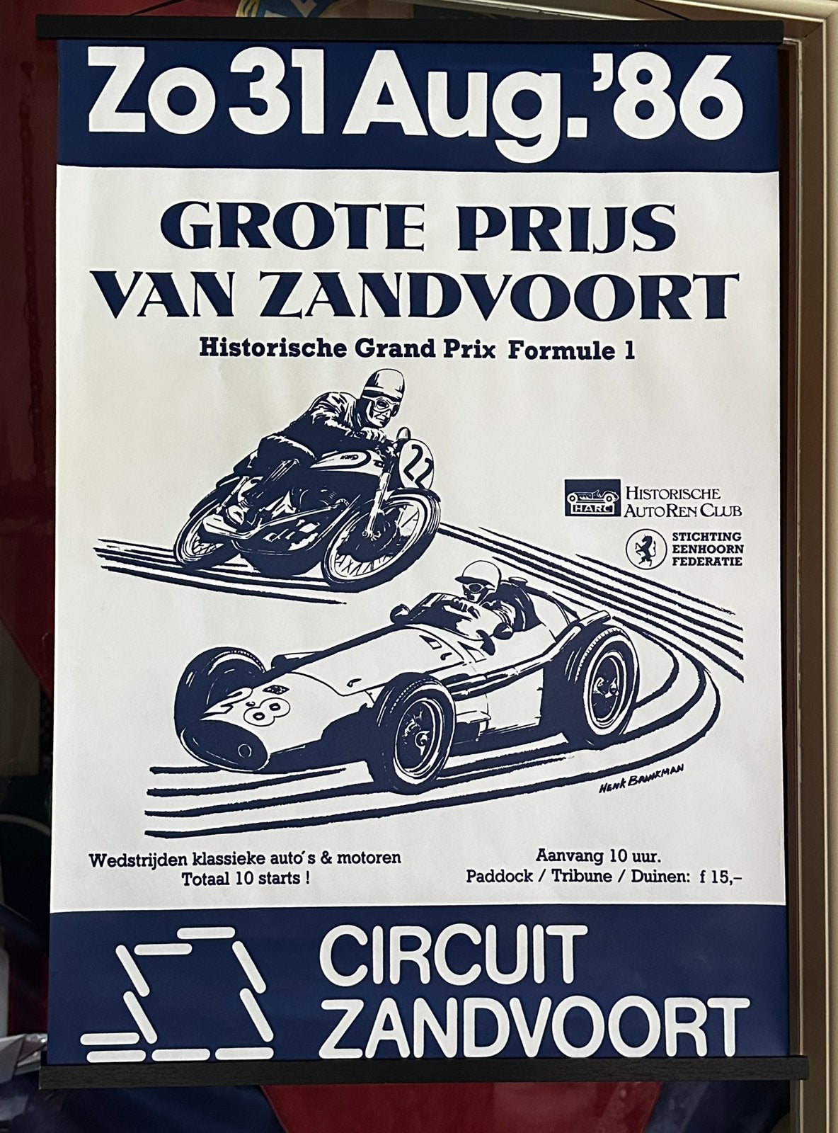 Grand Prix F1 Zandvoort XL poster aug ‘86 historische GP F1, Ophalen of Verzenden, Zo goed als nieuw, Formule 1