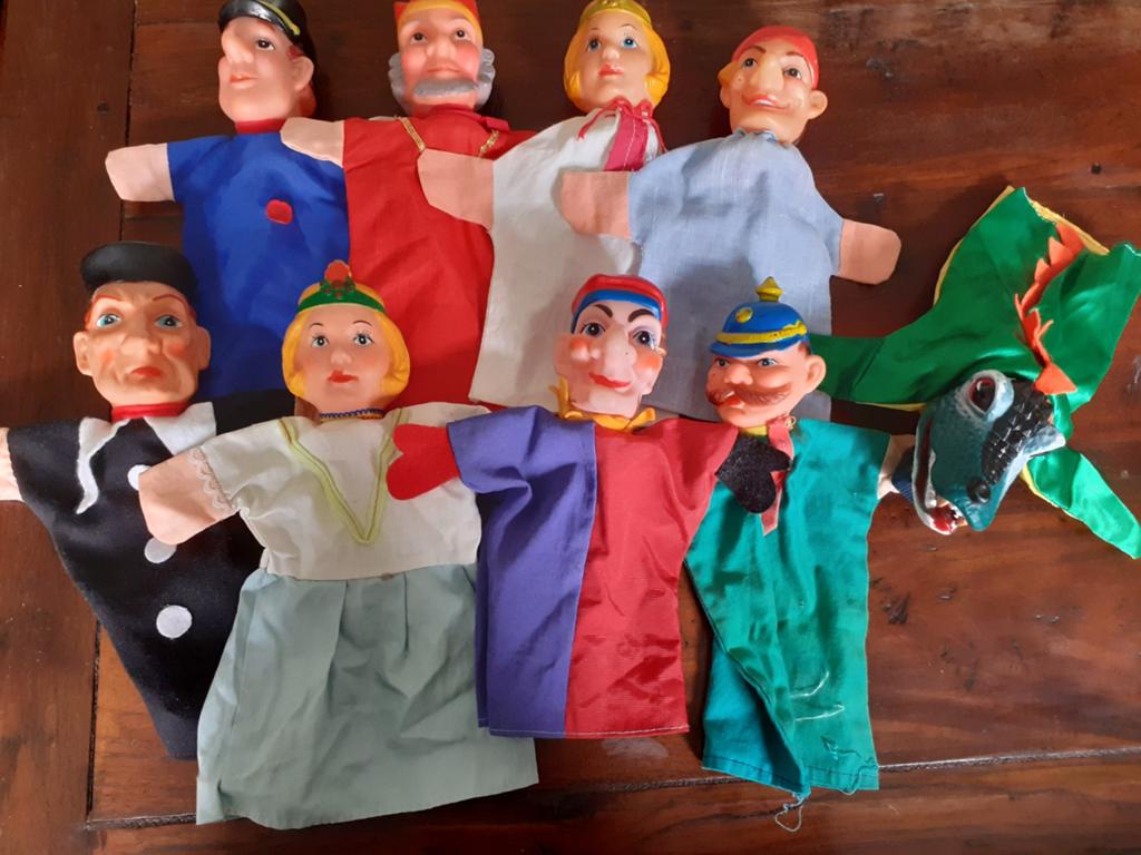 Retro handpoppen poppenkastpoppen ( J ), Ophalen of Verzenden, Zo goed als nieuw, Pop