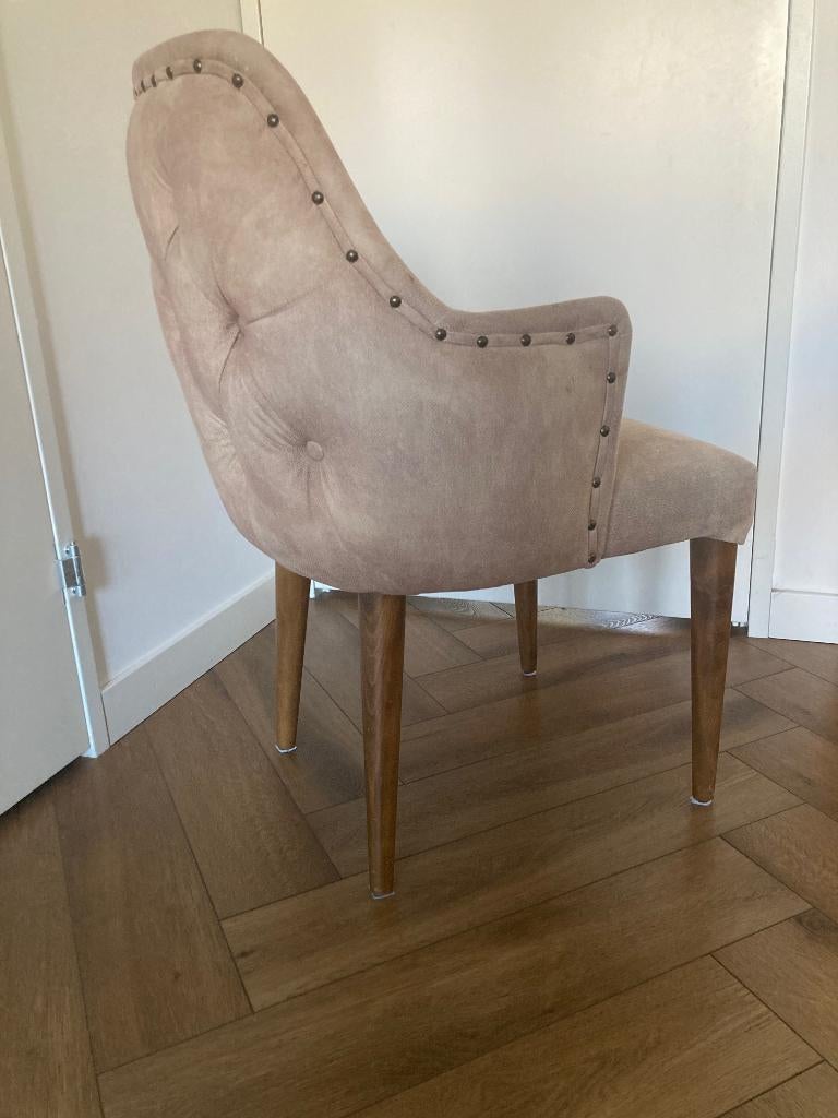 6 Luxe Eetkamerstoelen met Houten Poten – Goede Staat, Ophalen, Gebruikt, Overige kleuren, Modern klassiek