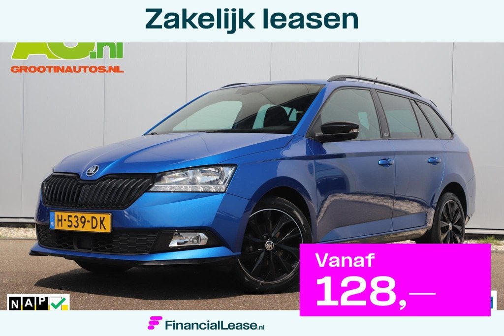 Skoda Fabia Combi 1.0 TSI Monte Carlo 95PK Trekhaak 16 inch, Voorwielaandrijving, Stof, Gebruikt, Blauw