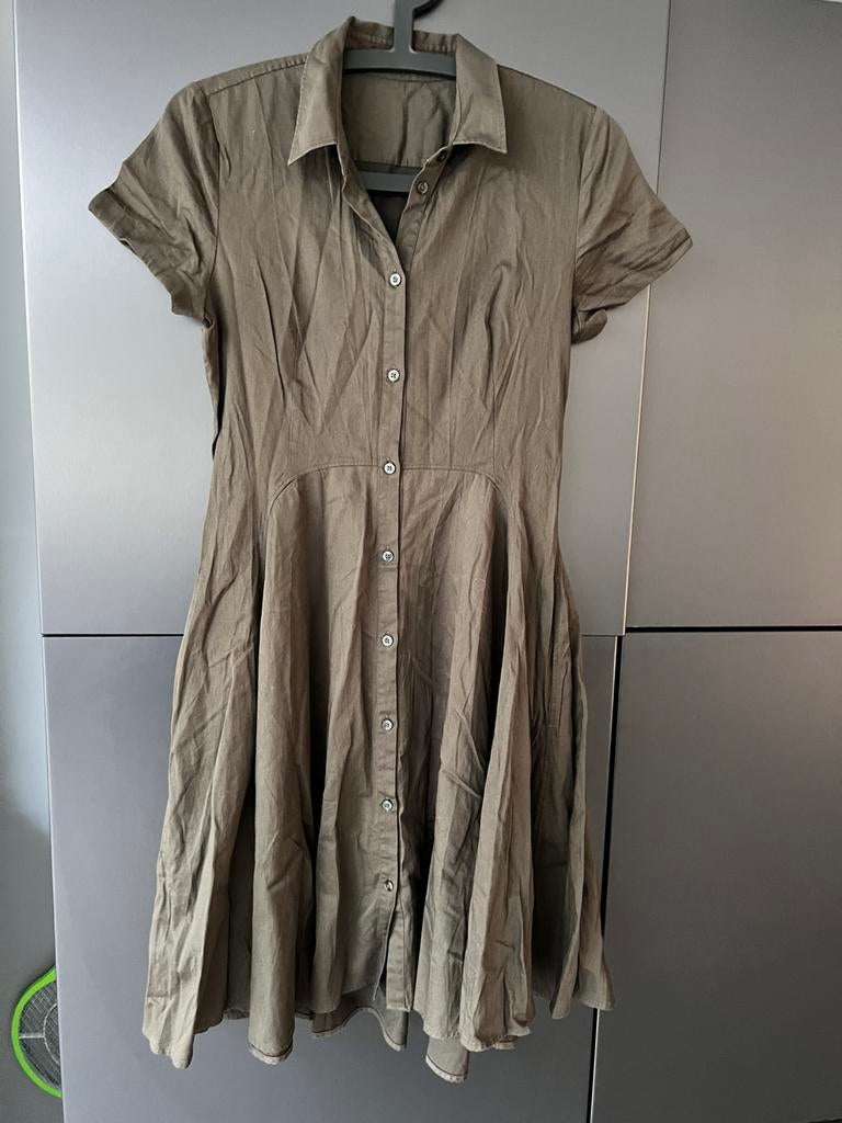 HUGO BOSS LEGER GROEN ZOMERSE JURK JURKJE MAAT 36 S, Ophalen of Verzenden, Zo goed als nieuw, Knielengte, Maat 36 (S)