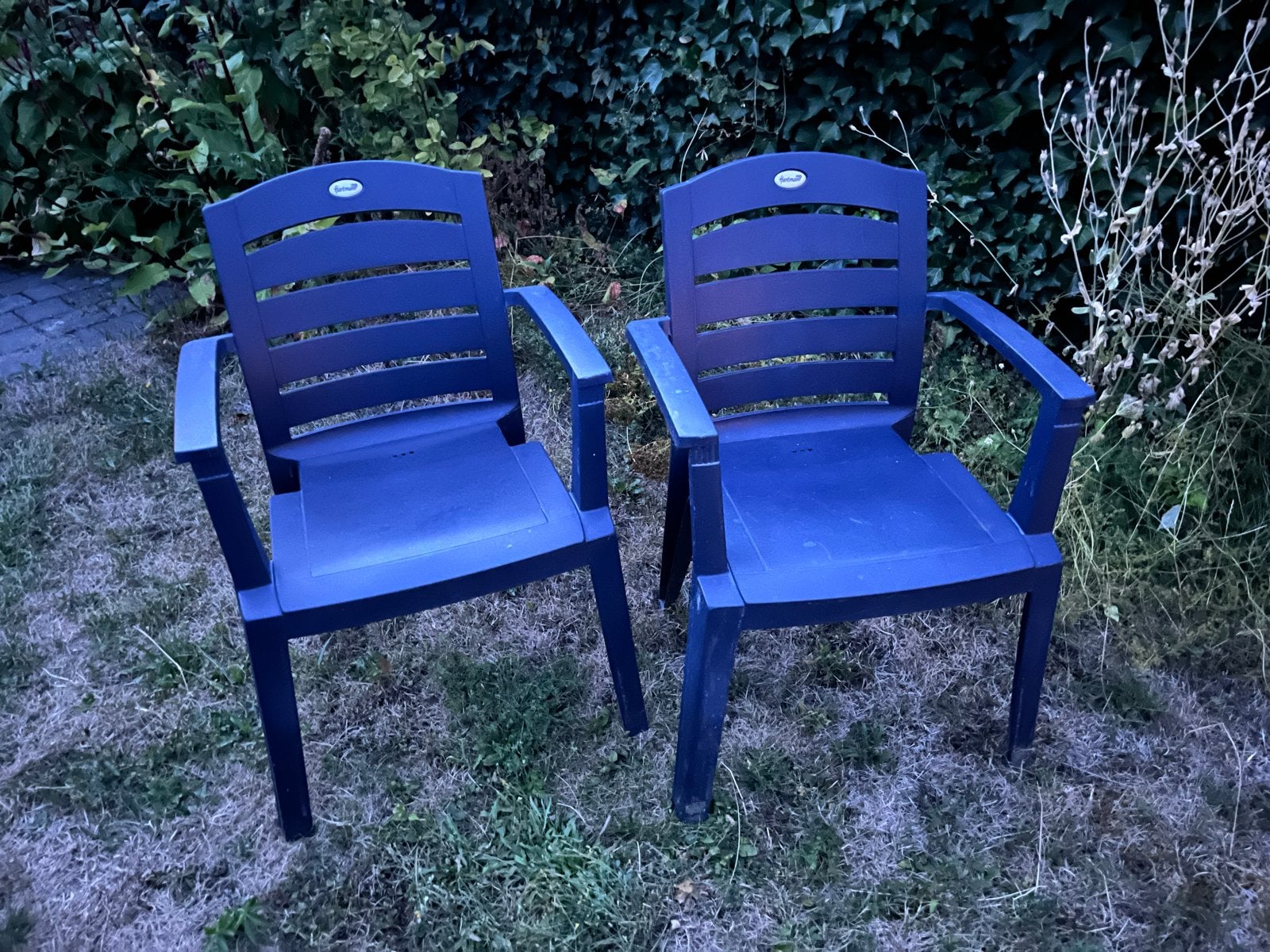 Hartman tuinstoelen blauw - Set van 2, Ophalen of Verzenden, Gebruikt, Kunststof