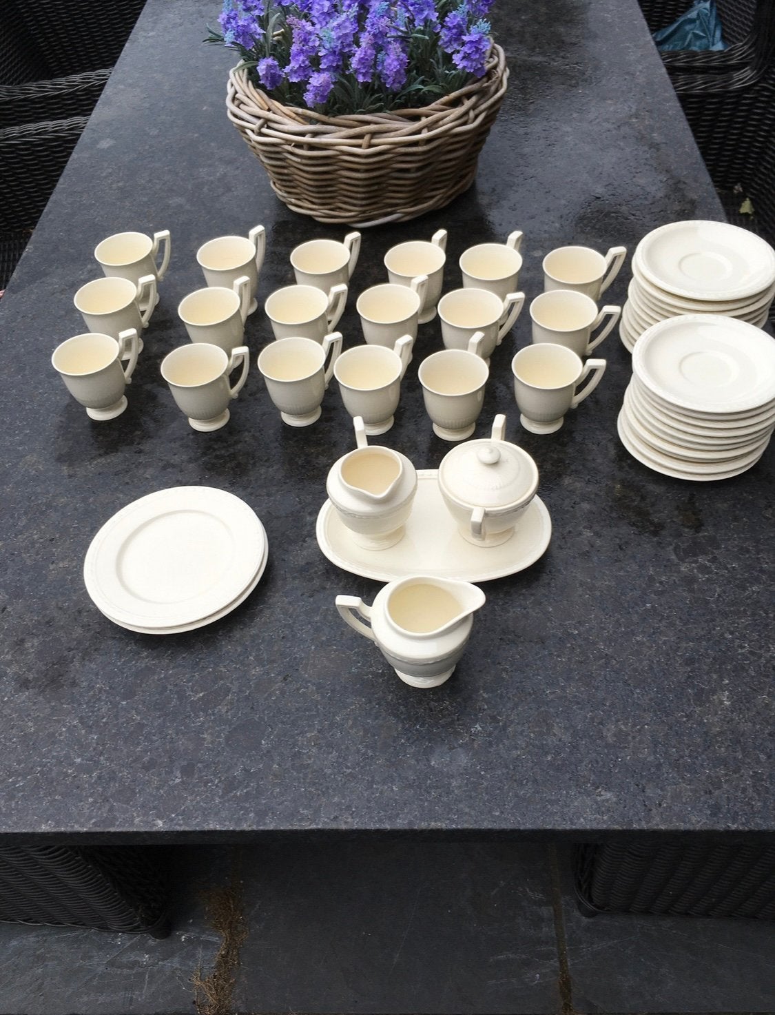 Servies recamier blokker ( imitatie wedgwood), Ophalen of Verzenden, Zo goed als nieuw, Porselein