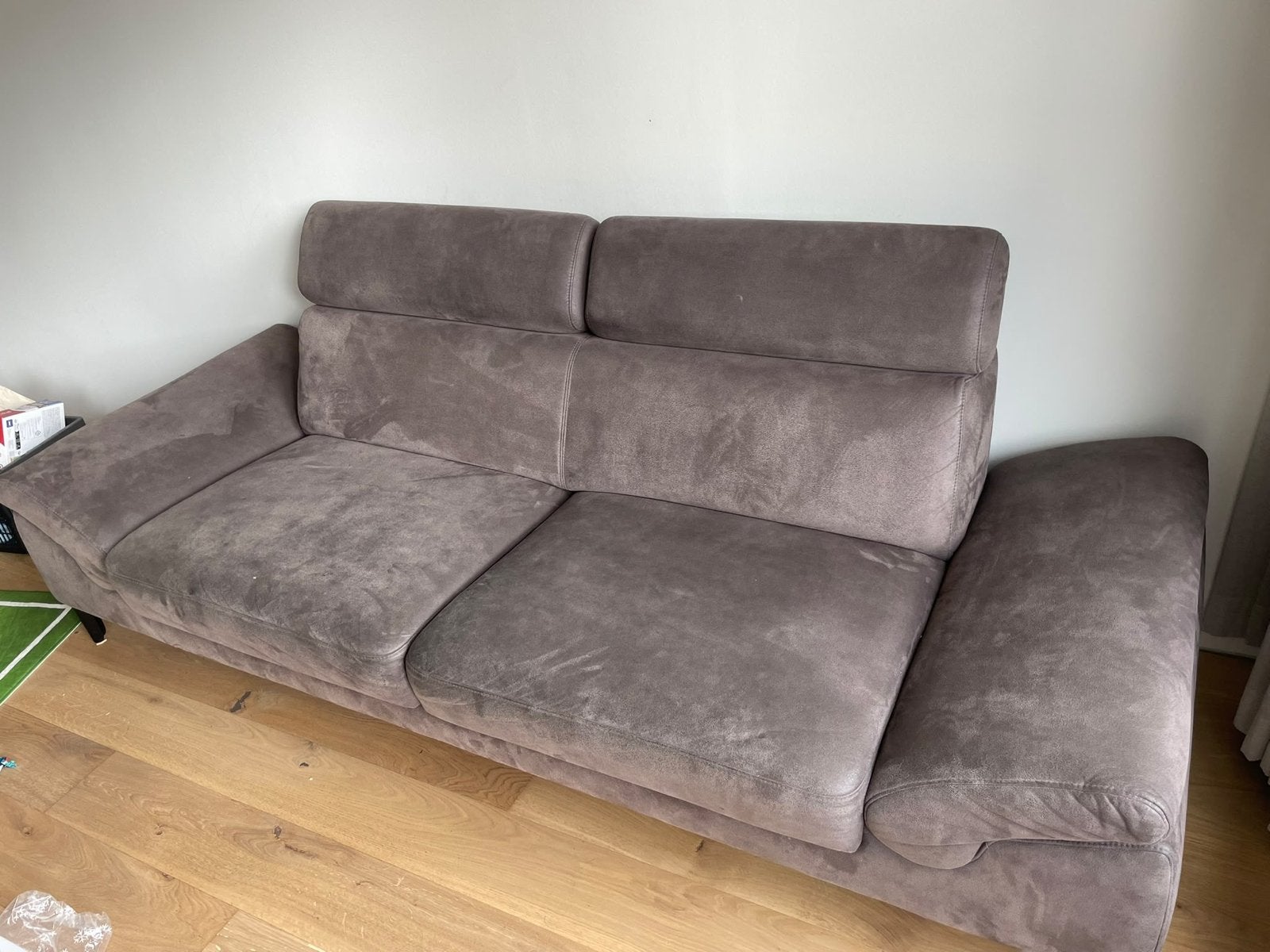 Comfortabele 3-zitsbank - Grijs stof, Ophalen, Gebruikt, Driepersoons, 75 tot 100 cm