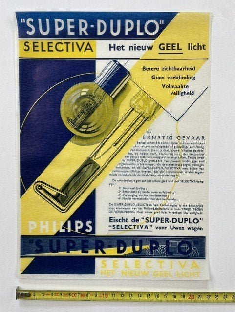 oude flyer philips rond 1937 voor super Duplo auto lampen, Ophalen of Verzenden, Gebruikt, Overige typen