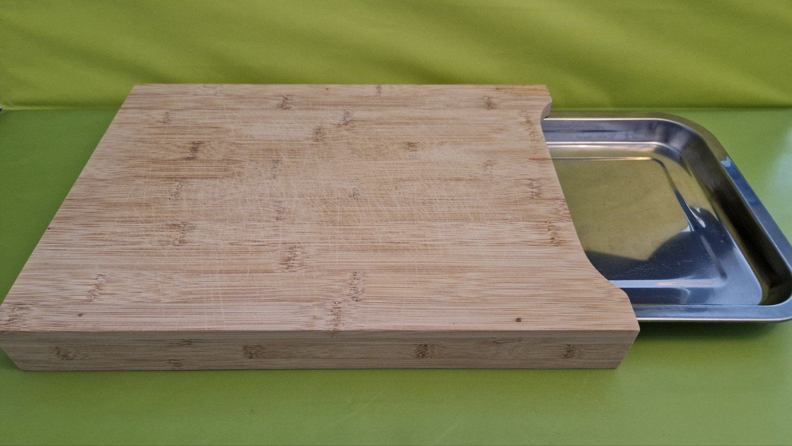 Houten snijplank met handige lade, Ophalen of Verzenden, Gebruikt