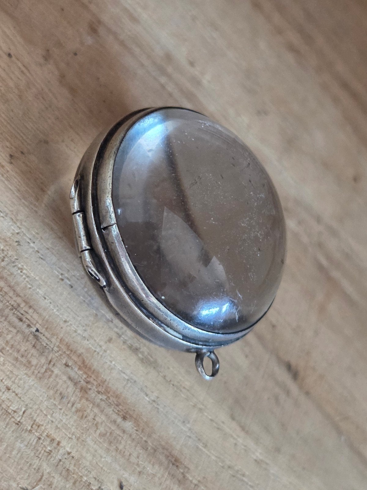 Antieke Zilveren Medaillon met Bol Glas, Ophalen of Verzenden